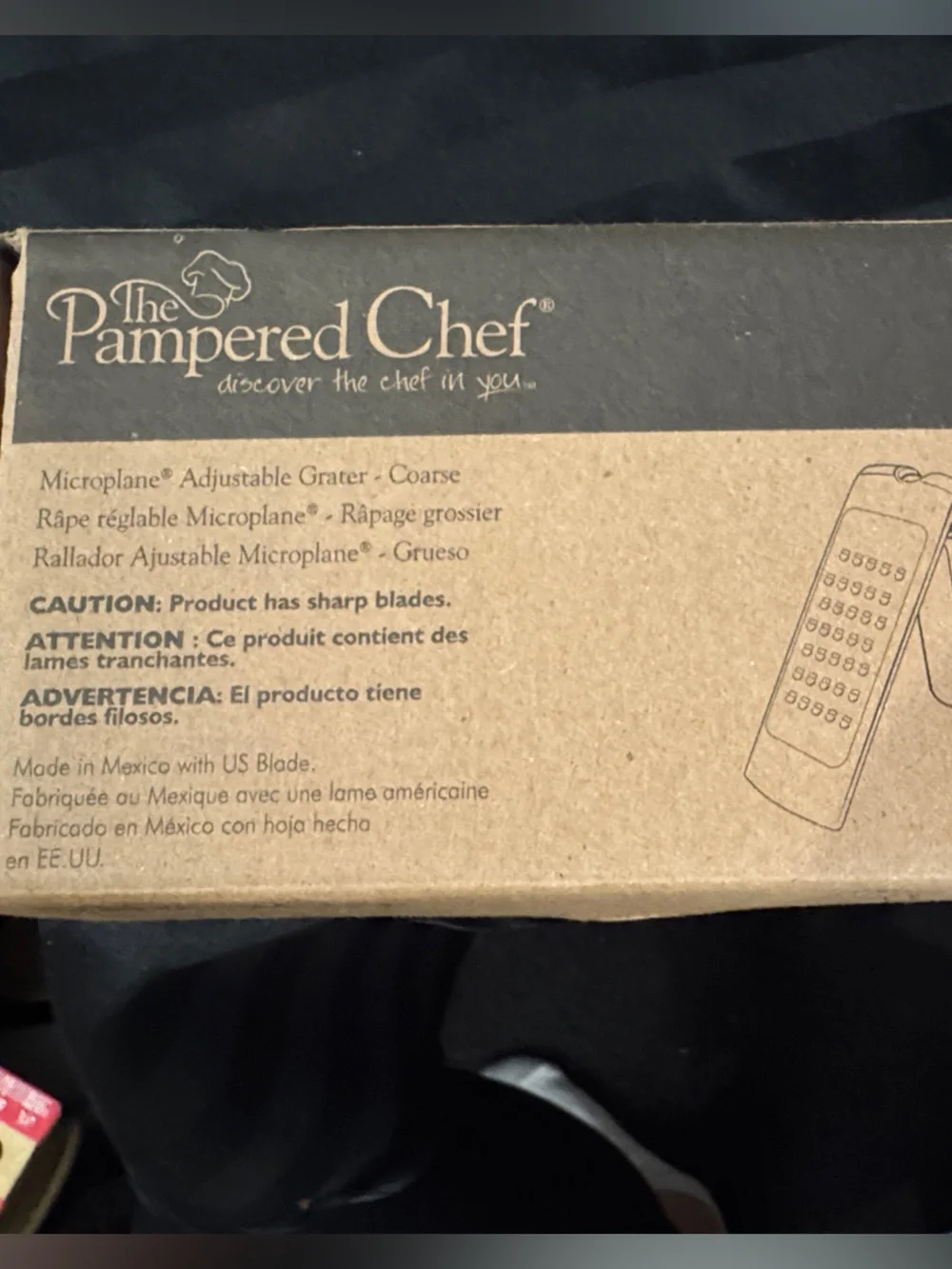 NIB Pampered Chef Microplane Adjustable Grater - Coarse